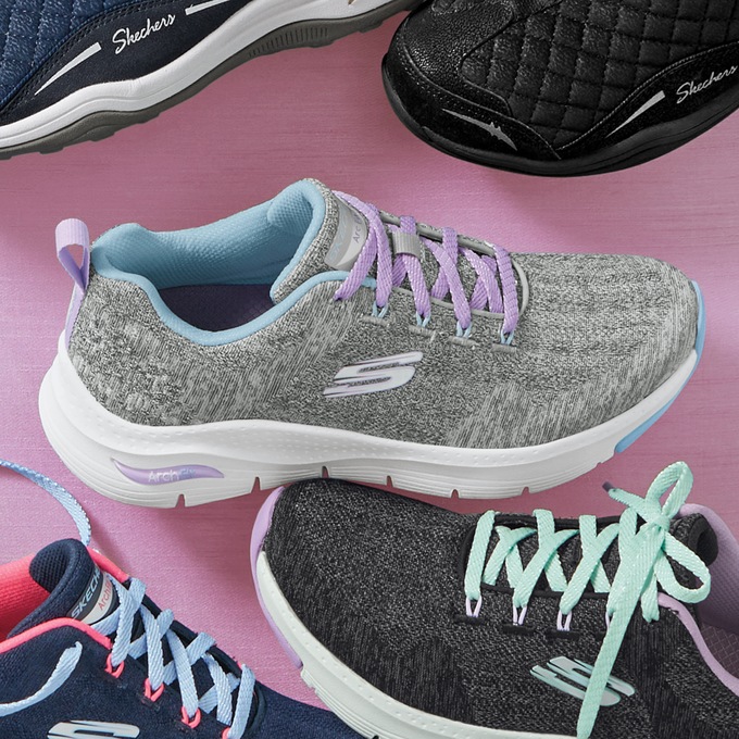 Skechers Women's Arch Fit Comfy Wave Lace-up, Charcoal Lavender, large