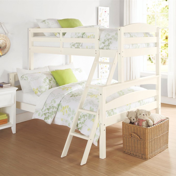 Monroe Twin-Over-Full Bunk Bed, White, large