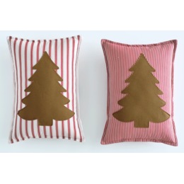 Set of 2 Christmas Tree Appliqu&eacute; Accent Pillows, , large