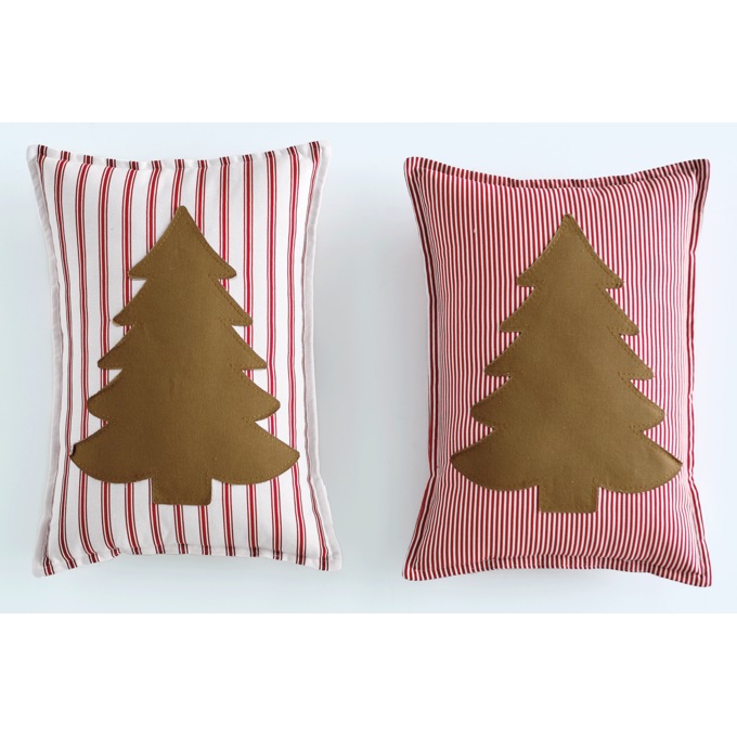 Set of 2 Christmas Tree Appliqu&eacute; Accent Pillows, Multi, large