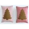 Set of 2 Christmas Tree Appliqu&eacute; Accent Pillows, Multi, large