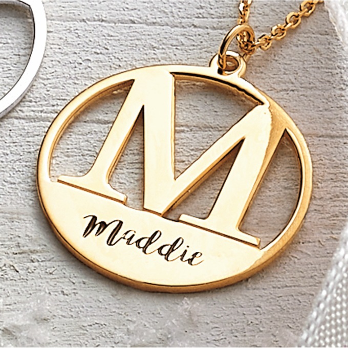 Initial Name Round Pendant, , large