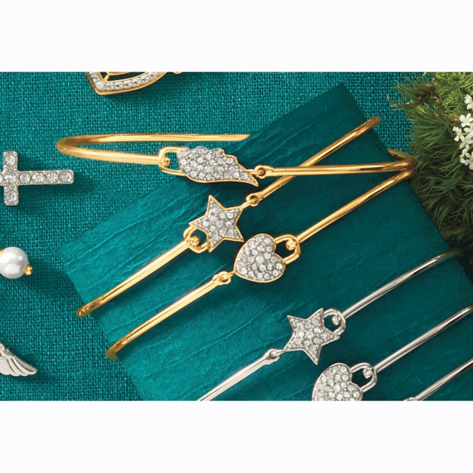 Diamond Shapes 3-Piece Bangle Set, , large