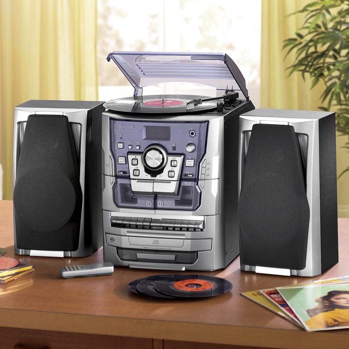 6-in-1 Deluxe Turntable, iPod/MP3, AM/FM, CD Player & Cassette, , large