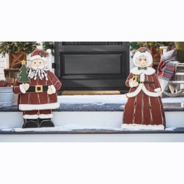 Chunky Wood Santa or Mrs. Claus, , large