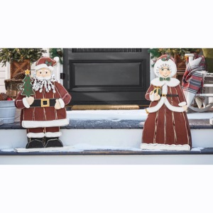 Chunky Wood Santa or Mrs. Claus, , large