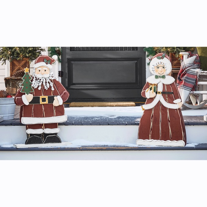 Chunky Wood Santa or Mrs. Claus, , large