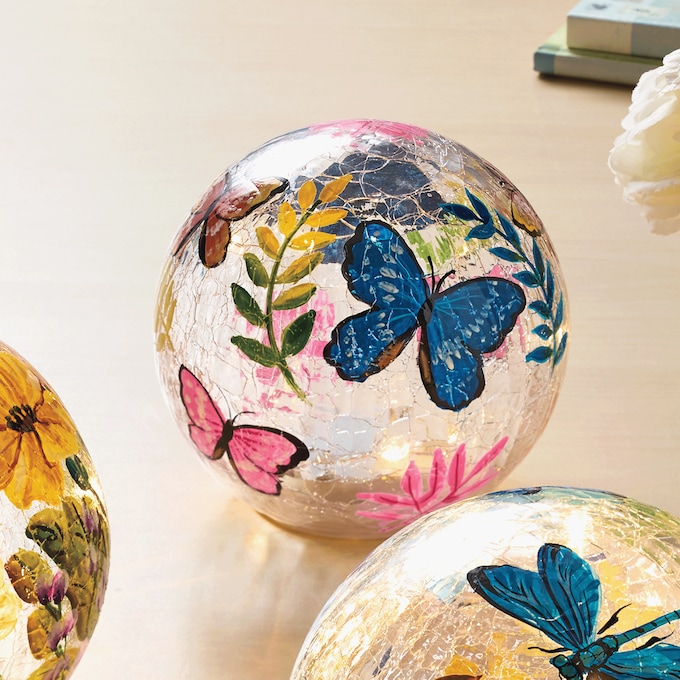 Choice of 3 Lit Glass Spring Orbs, , large