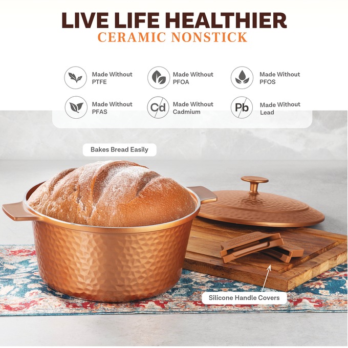 Gotham Steel 5-Quart Hammered Dutch Oven, , large