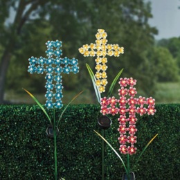 Solar Cross Garden Stake, , large