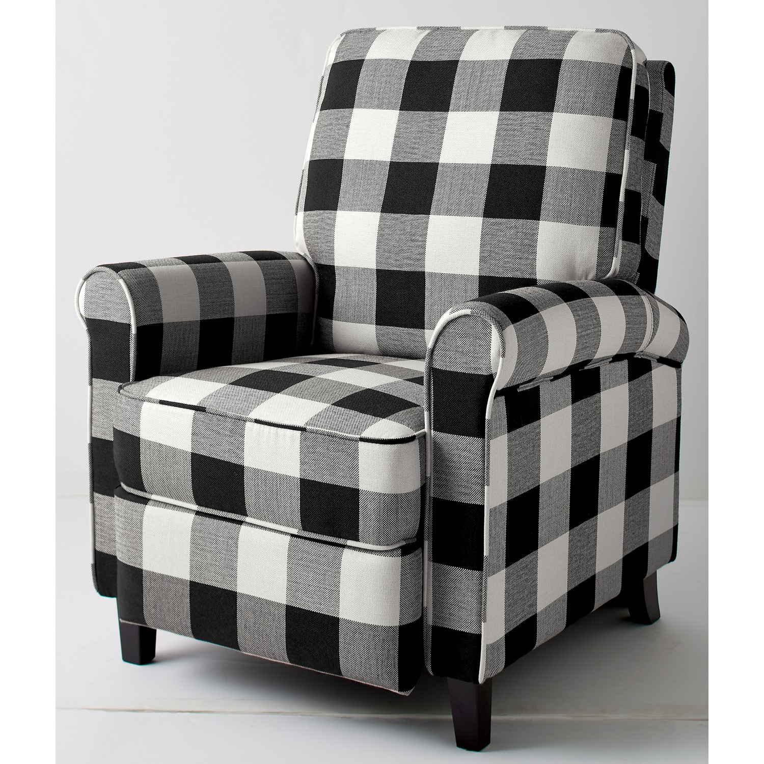 Checked outlet recliner chair