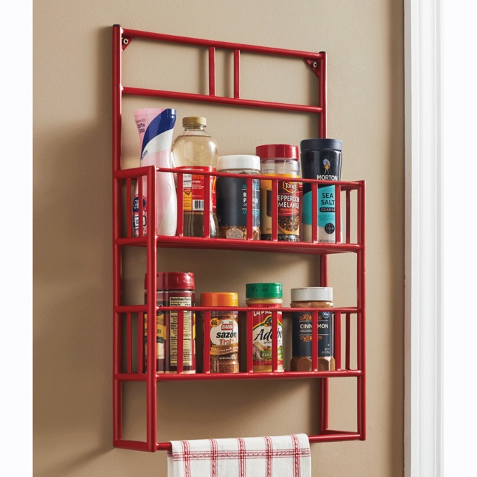 Romann Spice Rack with Towel Bar, Red, large