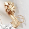 Strappy 3-D Floral Sandal, Gold, large