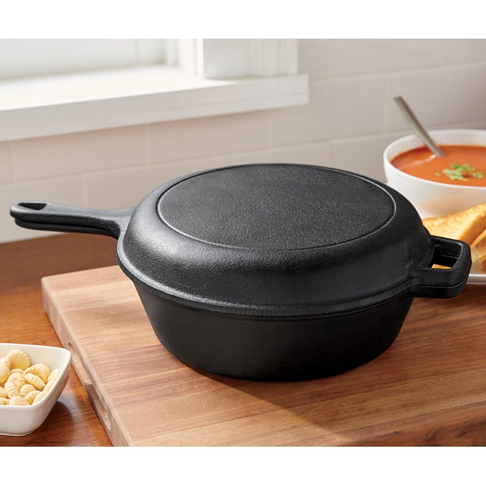 Pre-Seasoned Cast Iron 2-In-1 Combo Cooker, , large
