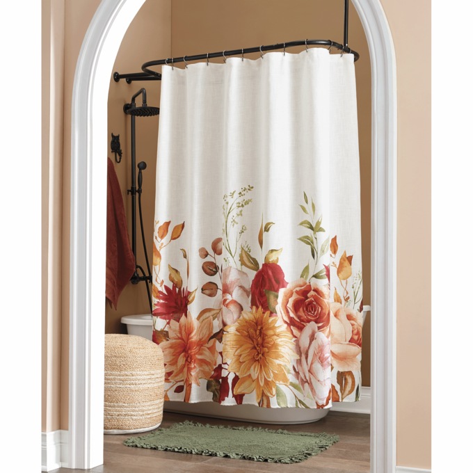 Autumn Floral Shower Curtain, , large