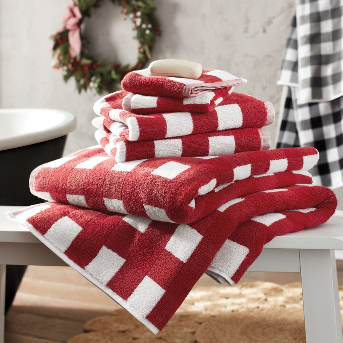 Buffalo Check 6-Piece Towel Set, Red, large