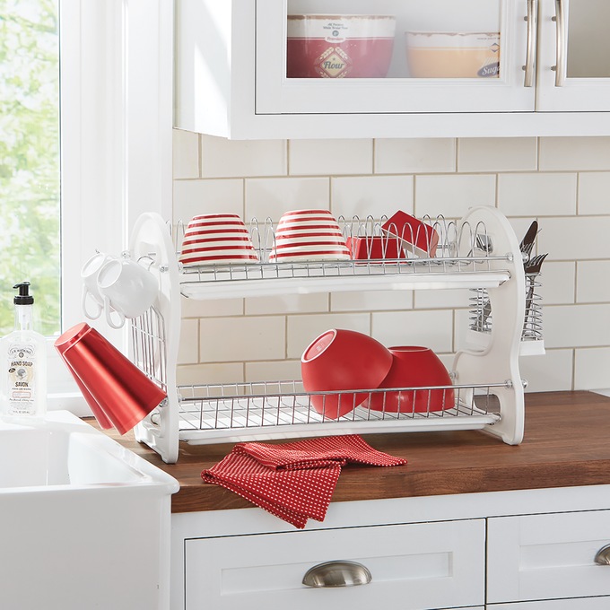 2-Tier Dish Rack, White, large