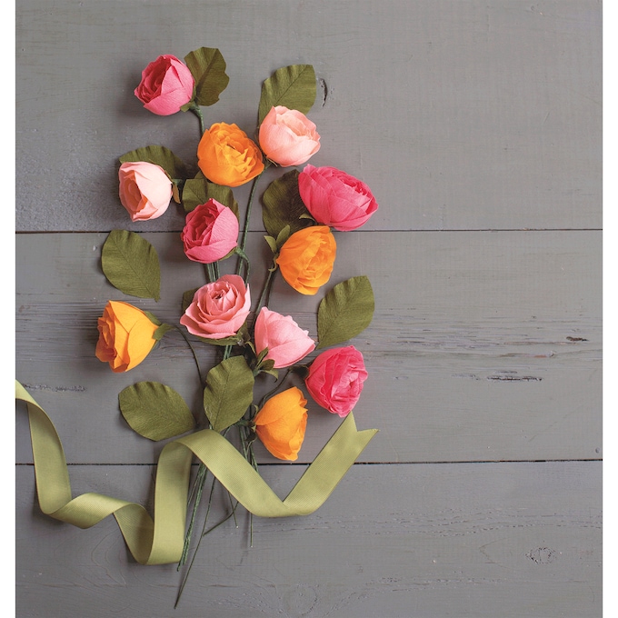 Crepe Paper Ranunculus Flower Kit, , large