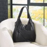 Leather Zippered Tote, Black, large