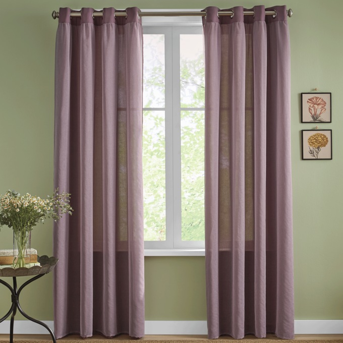 Norah Double Layer Window Panel, Mauve, large