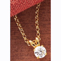 Sterling Lab-Created Diamond Round Solitaire Pendant - .25 CTTW, , large