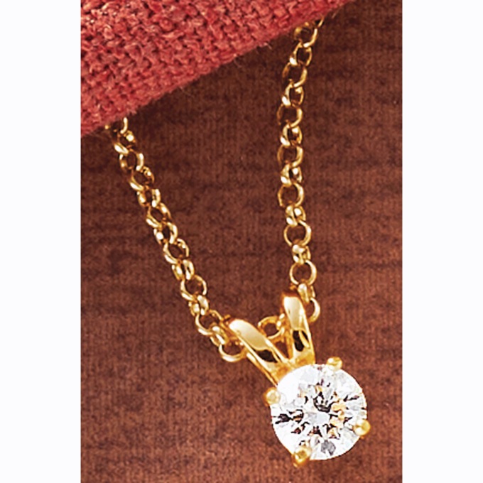 Sterling Lab-Created Diamond Round Solitaire Pendant - .25 CTTW, , large