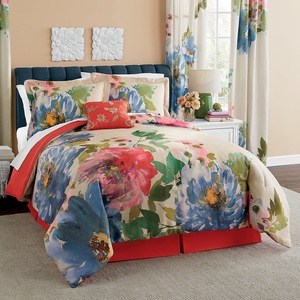 Painted Peonies Comforter Set, , large