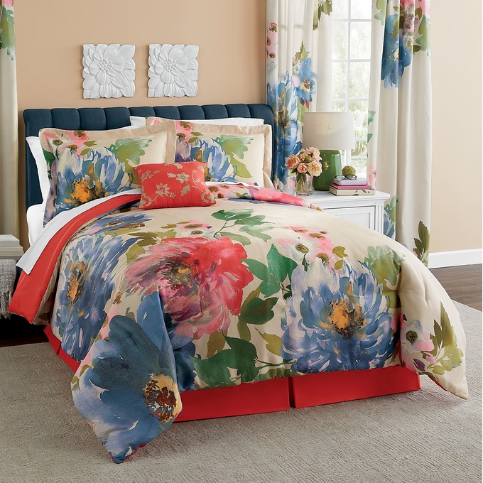 Painted Peonies Comforter Set, , large