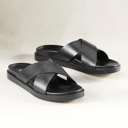 Stacy Adams Men's Montel Faux Leather Cross-Strap Slide with EVA Midsole, , large