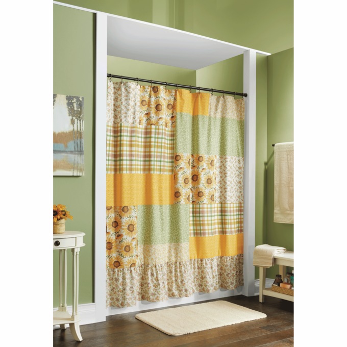Harvest Ruffled Shower Curtain, , large
