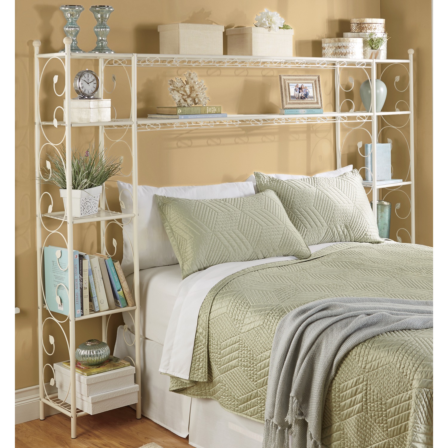 king headboard with shelves