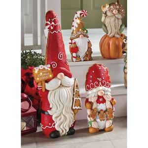 Set of 3 Large Lit Christmas Gnomes, , large