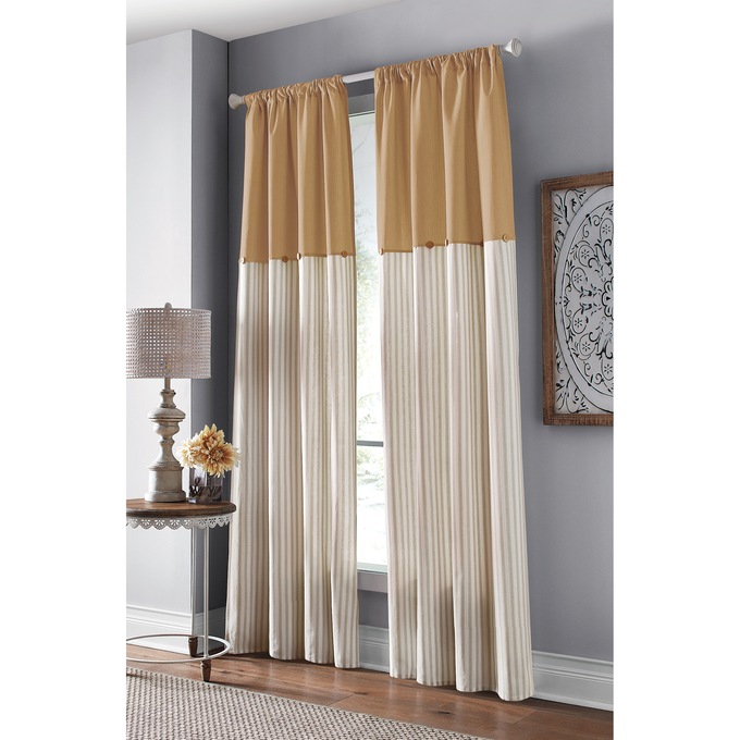 Cotton Striped Panel with Buttons, , large