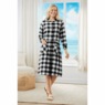 Flannel Cotton Midi Dress with Pockets, , large