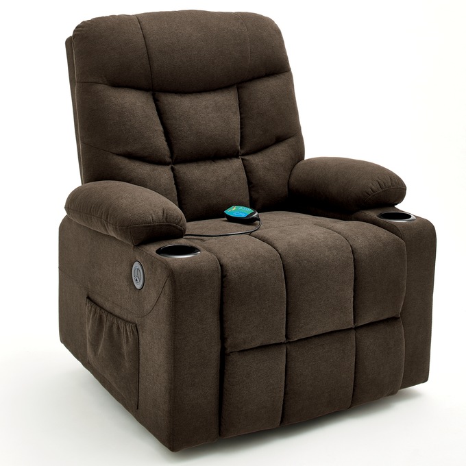 Colton Lift Recliner with Heat & Massage, Brown, large