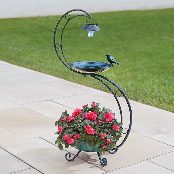 Solar Planter with Birdbath, , large