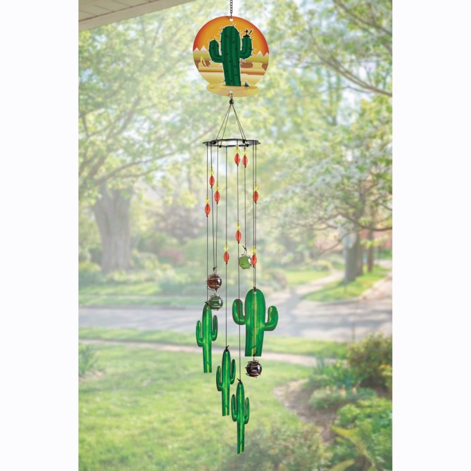 Cactus Wind Chime, Green, large