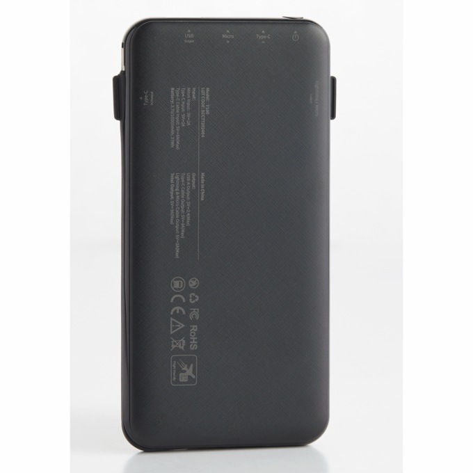 10,000mAh Portable Power Bank with Built-In USB-C, Micro USB and Lightning Cables, , large