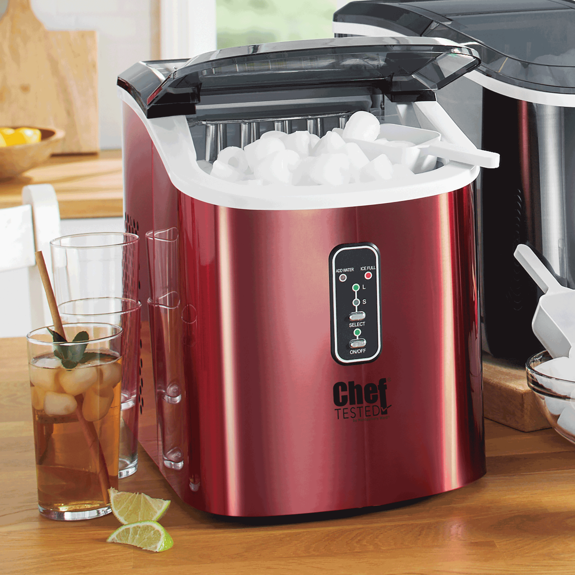 Chef Tested Self-cleaning Ice Maker By Wards, Red Stainless, large