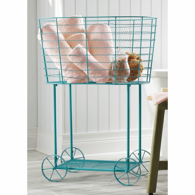Vintage Rolling Laundry Cart, , large