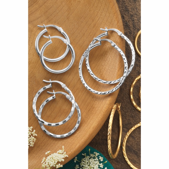 3-Pair Hoop Set, Sterling Silver, large
