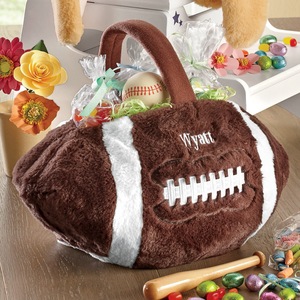 Personalized Plush Football Basket, , large
