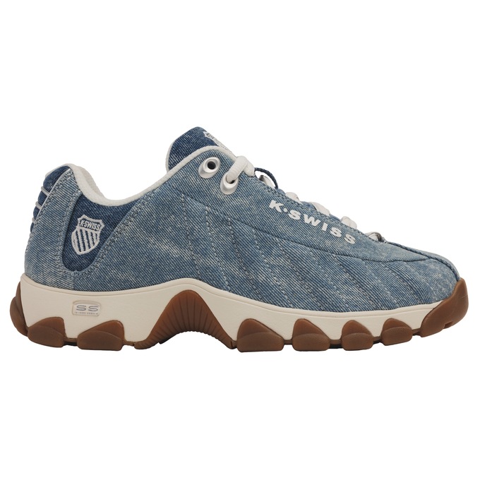 K-Swiss Women's ST329 Genuine Leather Cross Training Shoe, Blue Acid Wash Denim, large