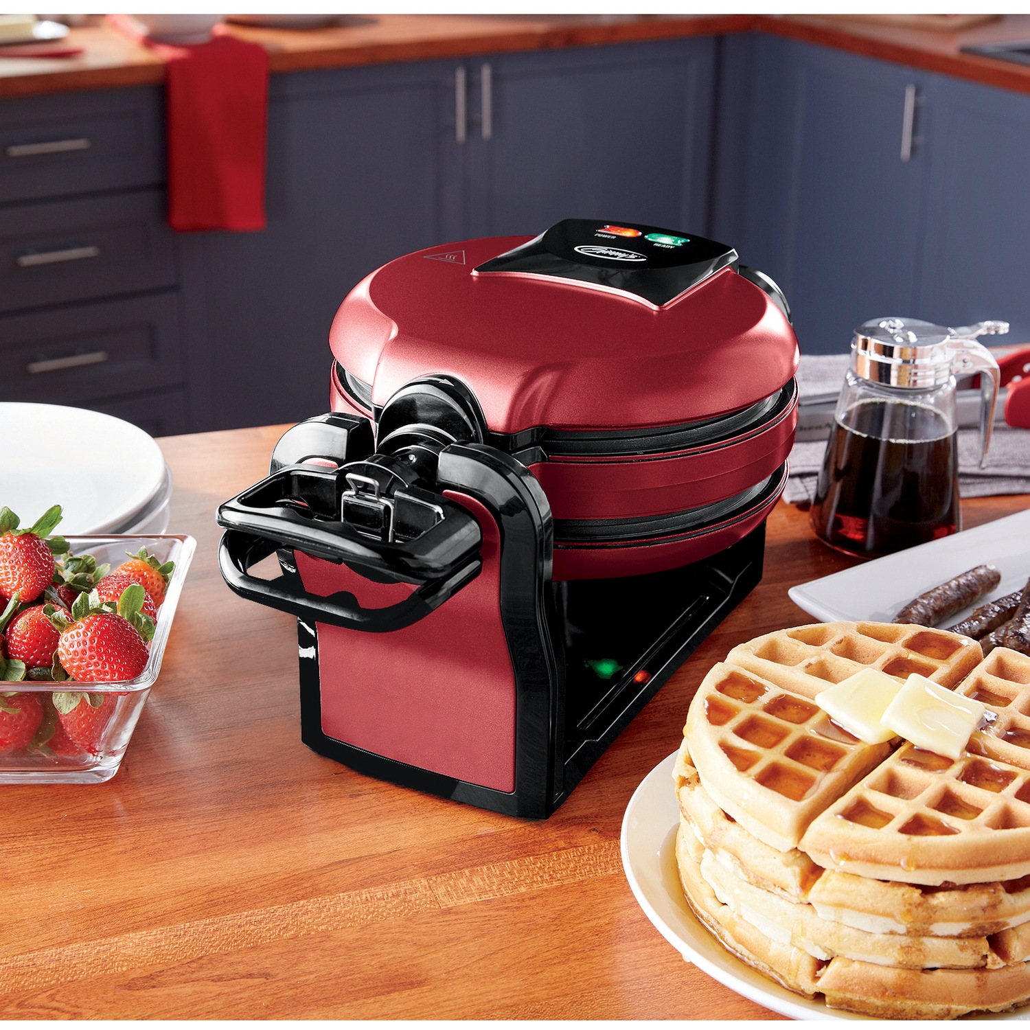 Ginnys Double Waffle Maker Delicious Red