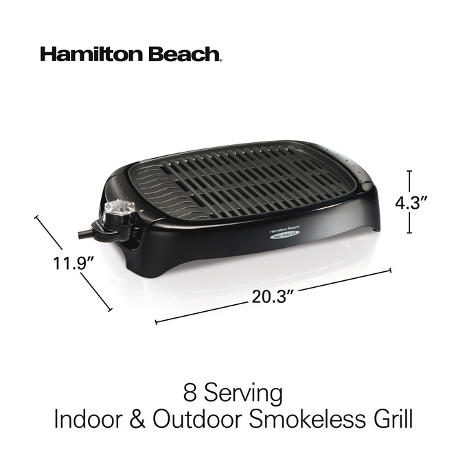 Hamilton Beach Health Smart Indoor/Outdoor Grill, , large