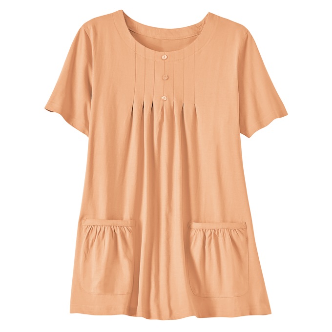 Women's Cotton Knit Tunic with Patch Pockets, , large