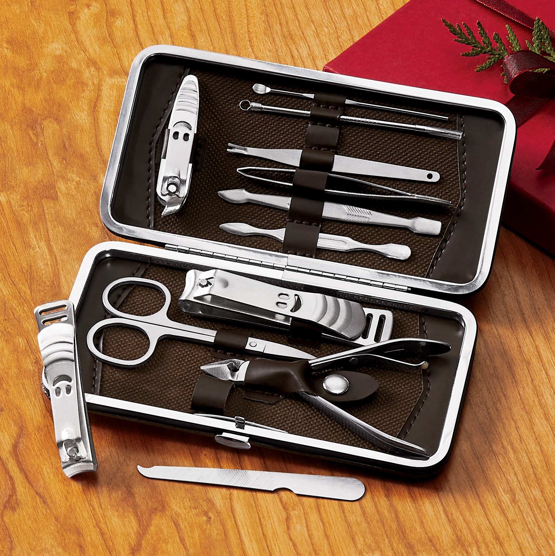 12-Piece Manicure Set, Brown, large