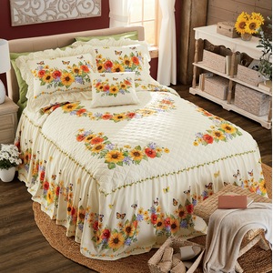Harvest Floral Skirted Bedspread, , large