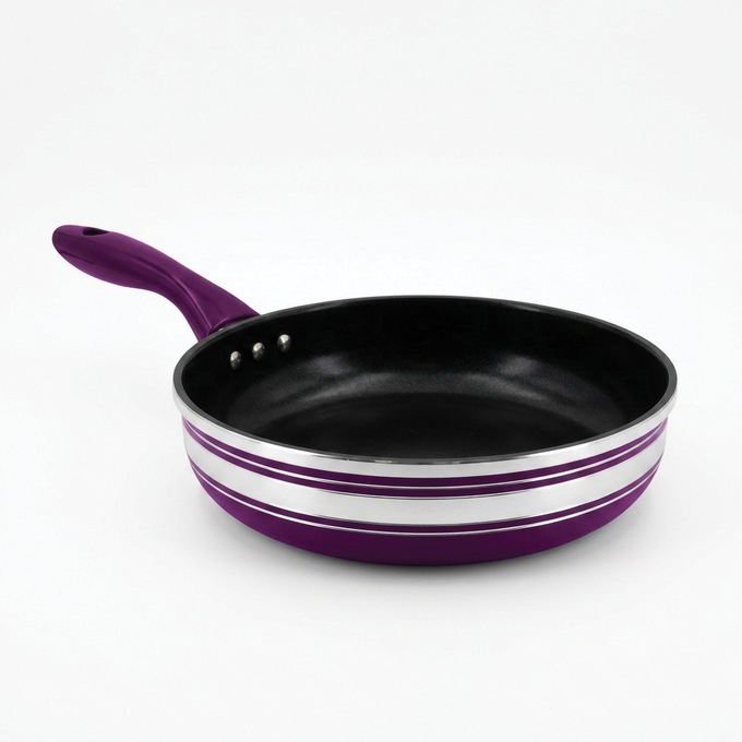 Chef Tested 8-Piece Ceramic Banded Cookware Set by Wards, Purple, large