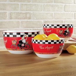 Set of 3 Bicycle Chef Mixing Bowls, , large